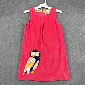 Mini Boden Owl‎ Applique Corduroy Jumper Dress Kids 9-10Y Sleeveless Whimsical